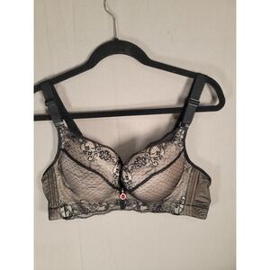 Fallsweet Bra 44B Black Lace Wireless Push Up Back Smoothing Full Coverage 1008
